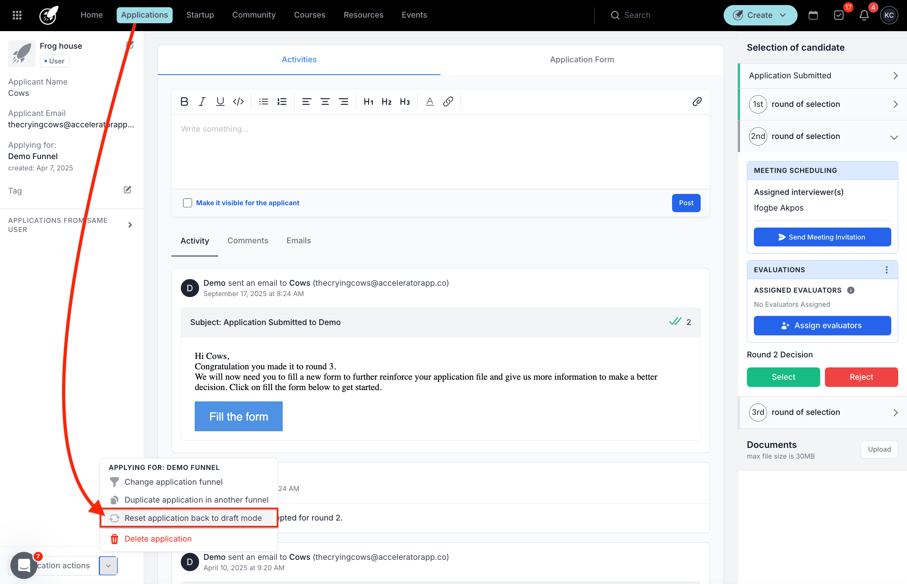 Reset application back to draft mode.png